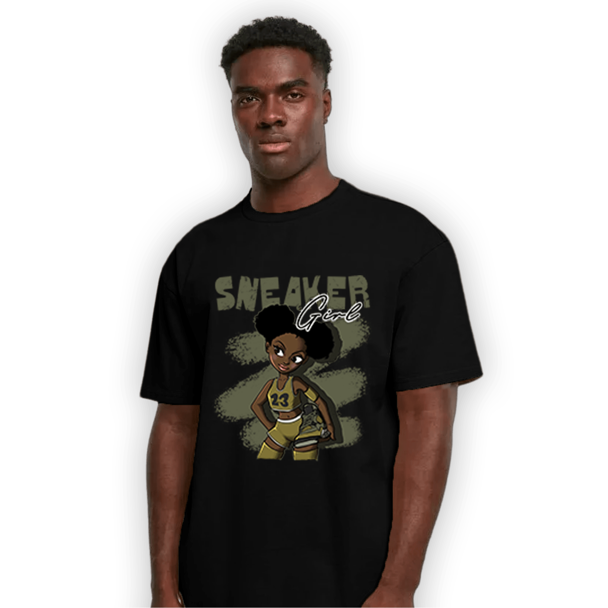SE Craft Medium Olive 4s T Shirt Match Black Sneaker Girl - NastyJamz