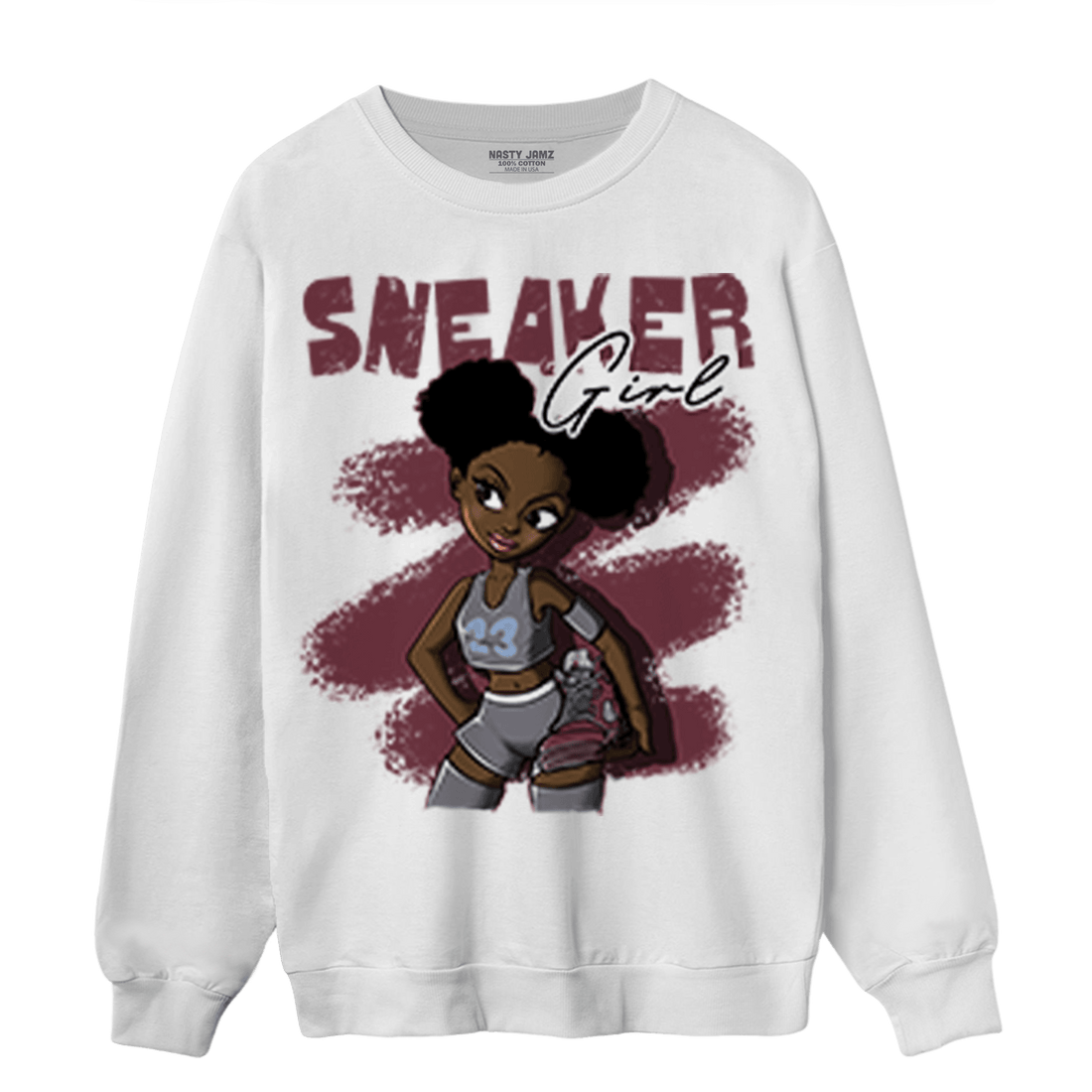 Burgundy 5s Sweatshirt Match Black Sneaker Girl - NastyJamz