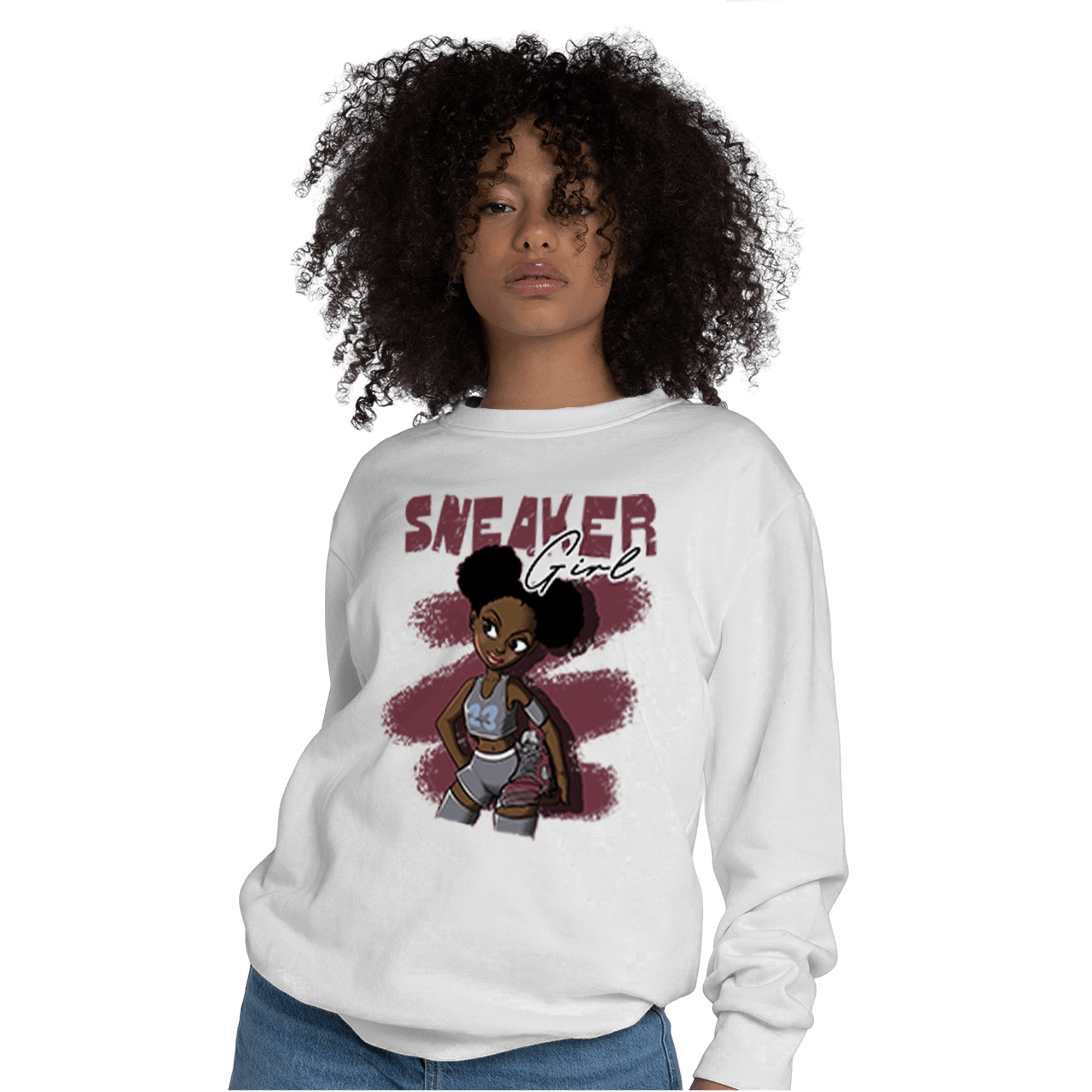 Burgundy 5s Sweatshirt Match Black Sneaker Girl - NastyJamz