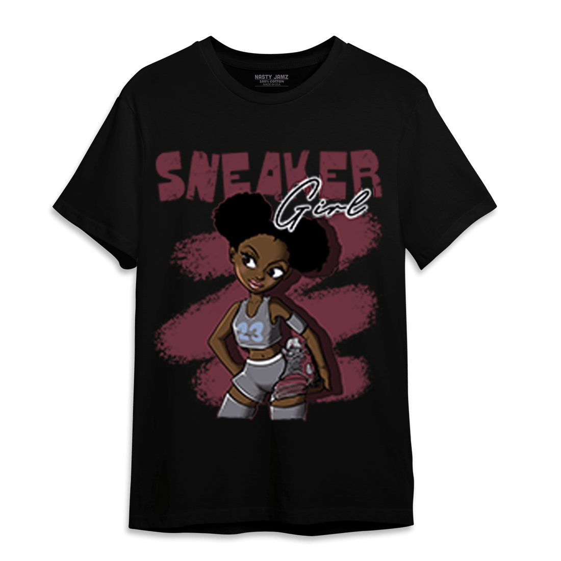 Burgundy 5s T Shirt Match Black Sneaker Girl - NastyJamz