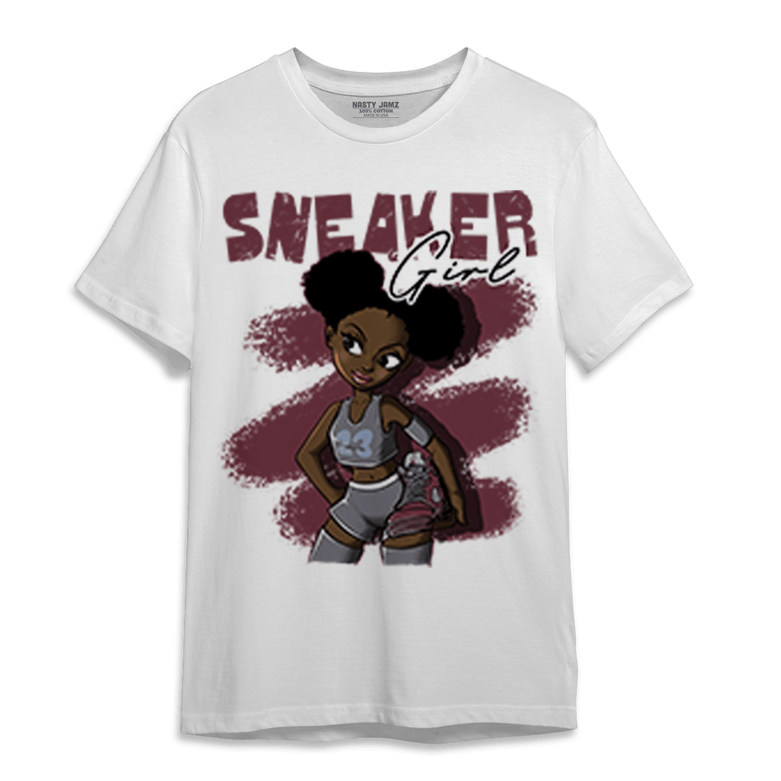Burgundy 5s T Shirt Match Black Sneaker Girl - NastyJamz
