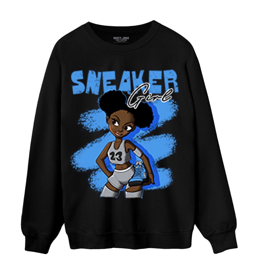 University Blue 5s Sweatshirt Match Black Sneaker Girl - NastyJamz