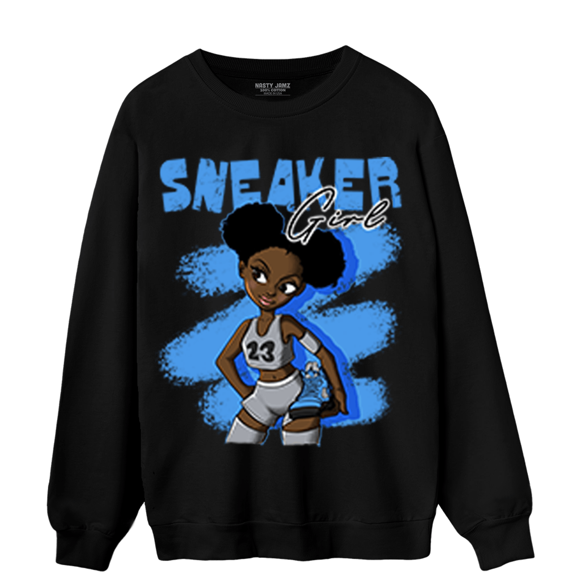 University Blue 5s Sweatshirt Match Black Sneaker Girl - NastyJamz