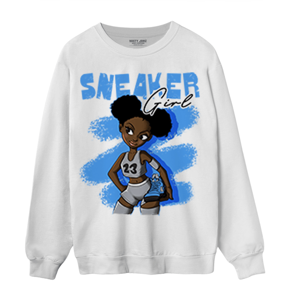 University Blue 5s Sweatshirt Match Black Sneaker Girl - NastyJamz