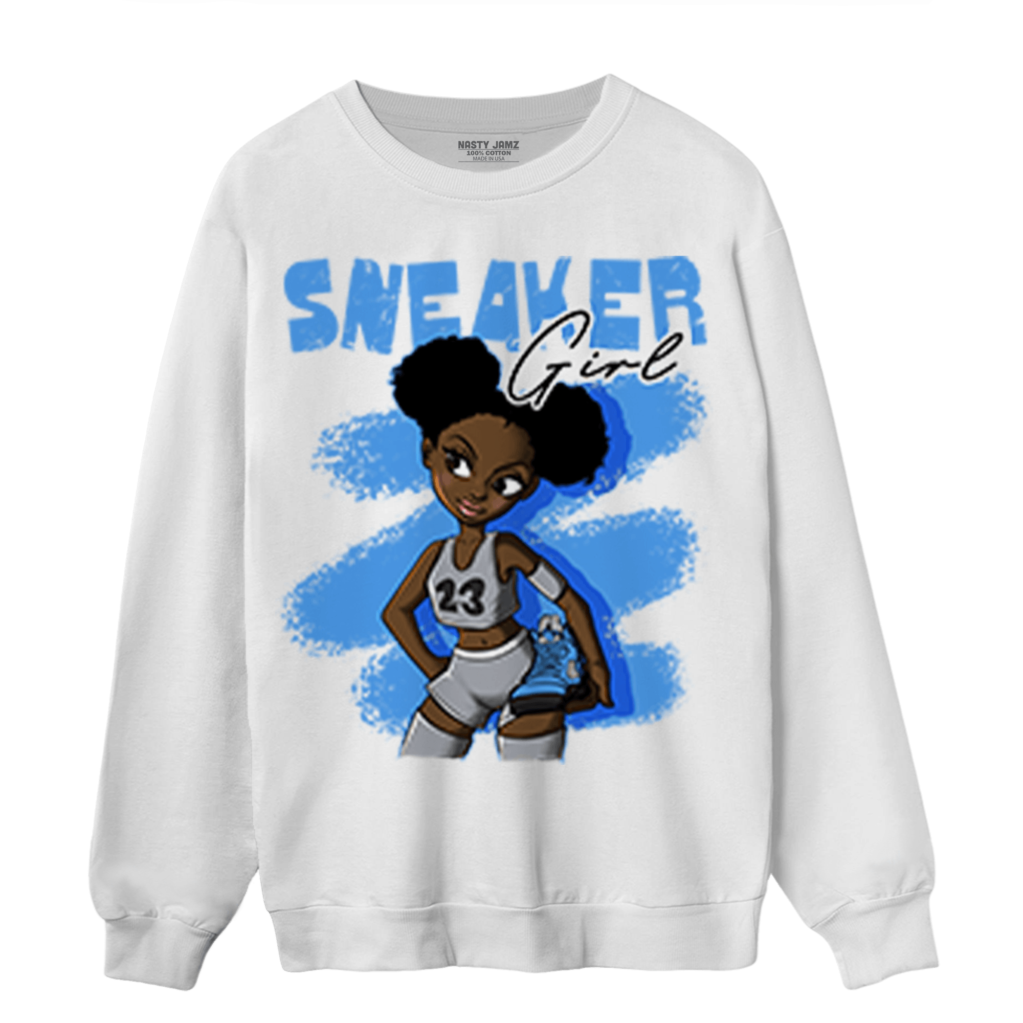 University Blue 5s Sweatshirt Match Black Sneaker Girl - NastyJamz