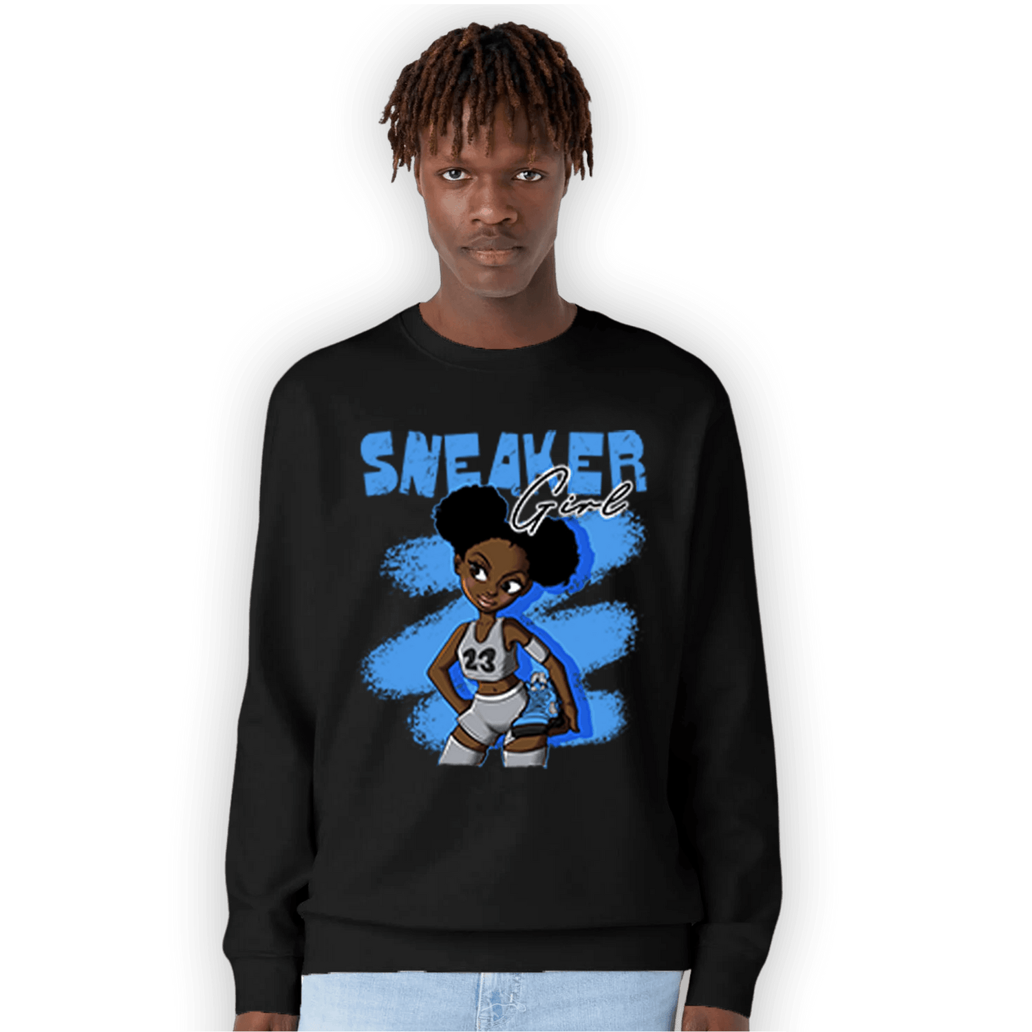 University Blue 5s Sweatshirt Match Black Sneaker Girl - NastyJamz