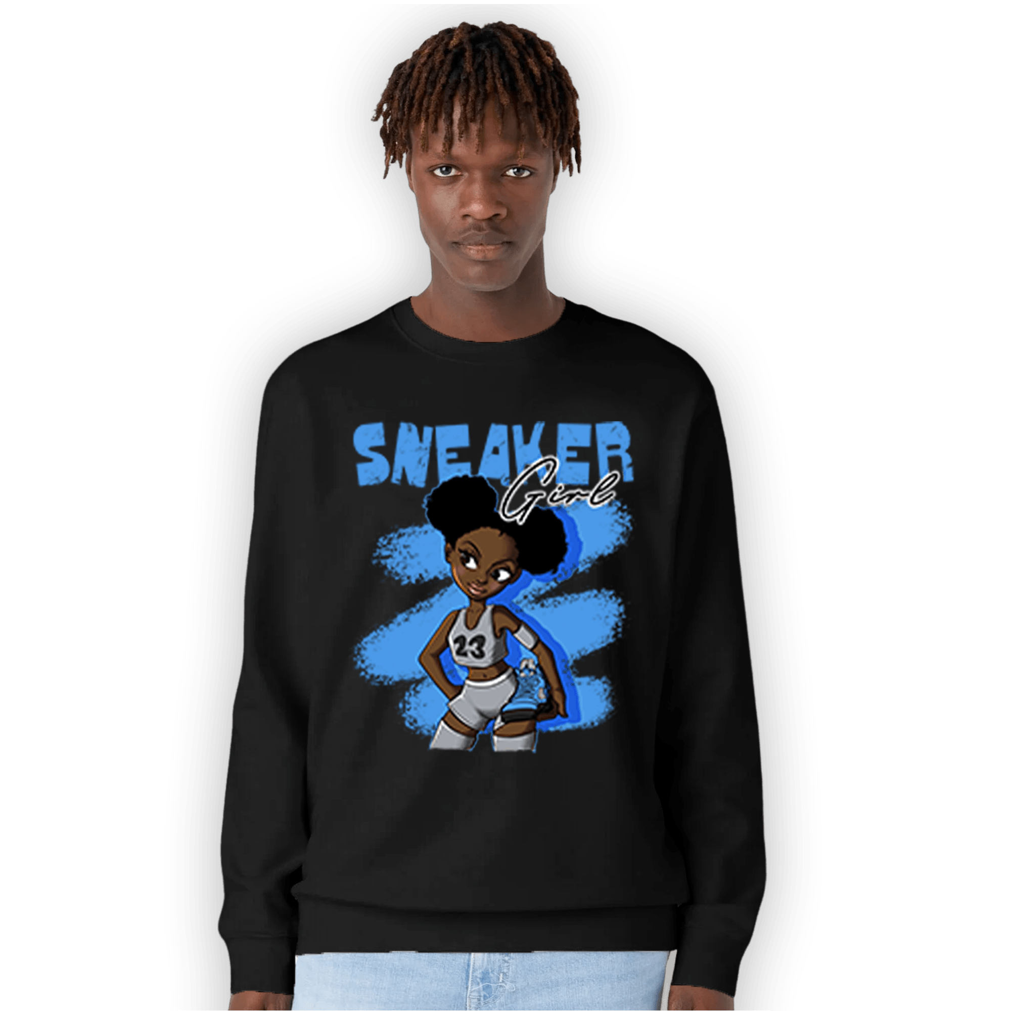 University Blue 5s Sweatshirt Match Black Sneaker Girl - NastyJamz