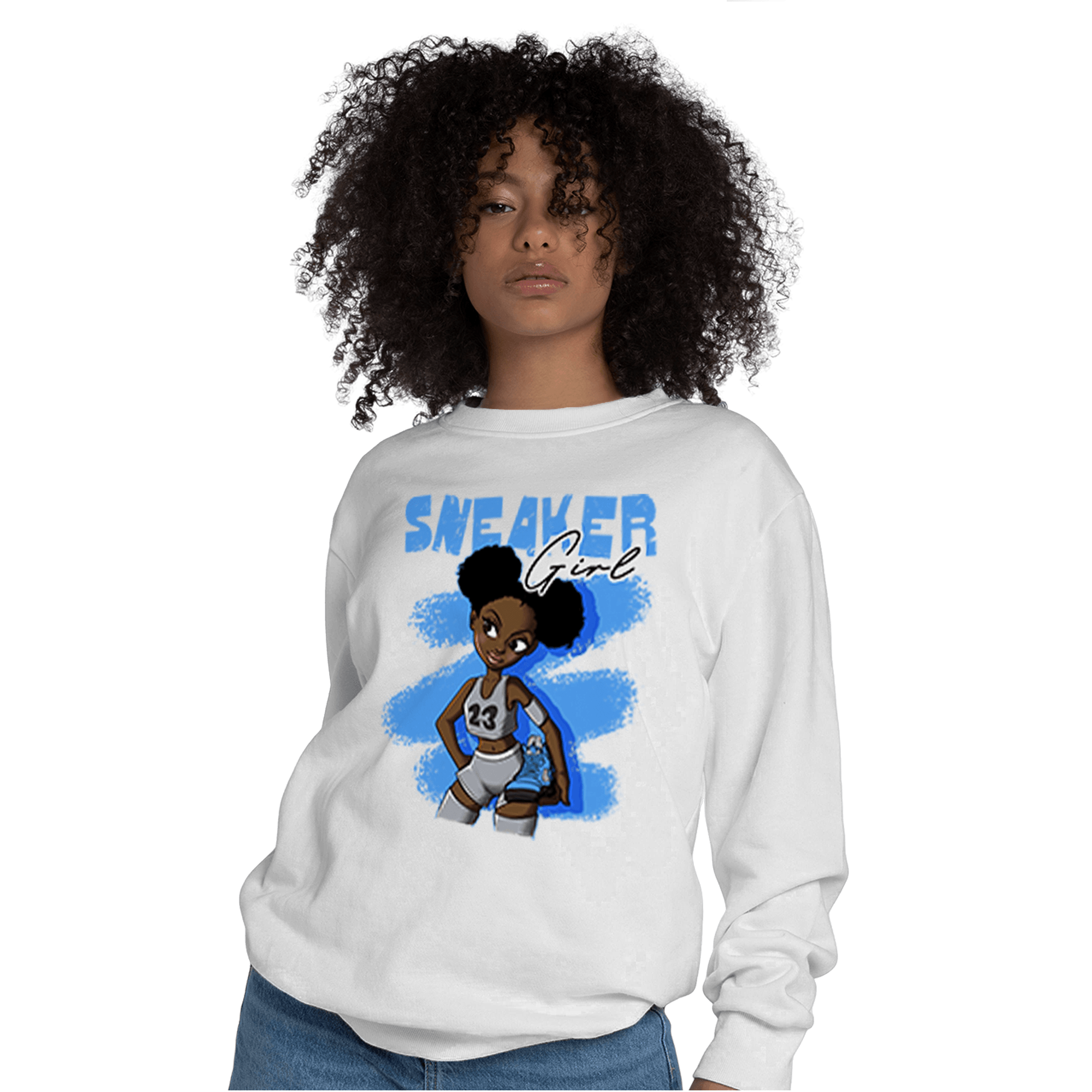 University Blue 5s Sweatshirt Match Black Sneaker Girl - NastyJamz