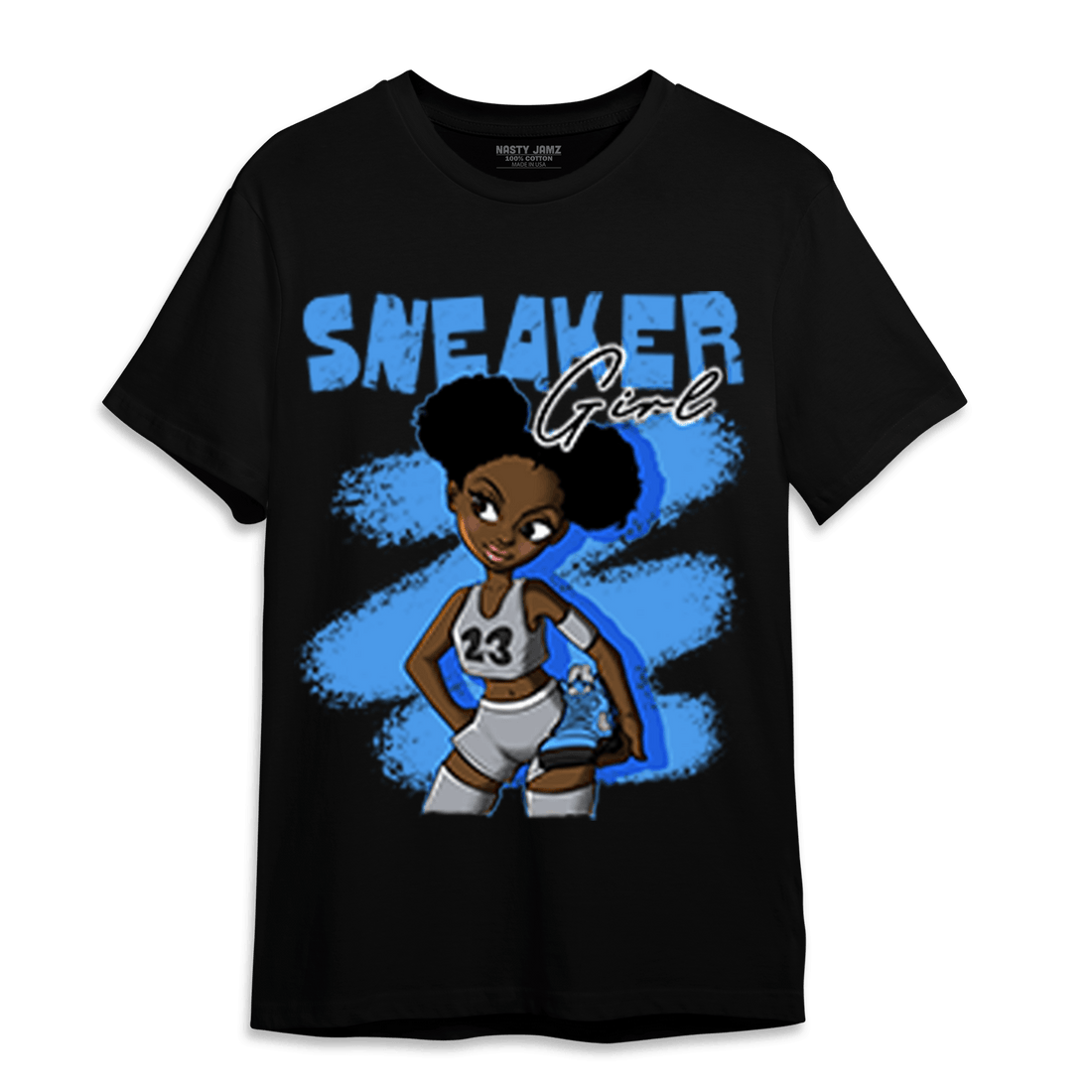 University Blue 5s T Shirt Match Black Sneaker Girl - NastyJamz
