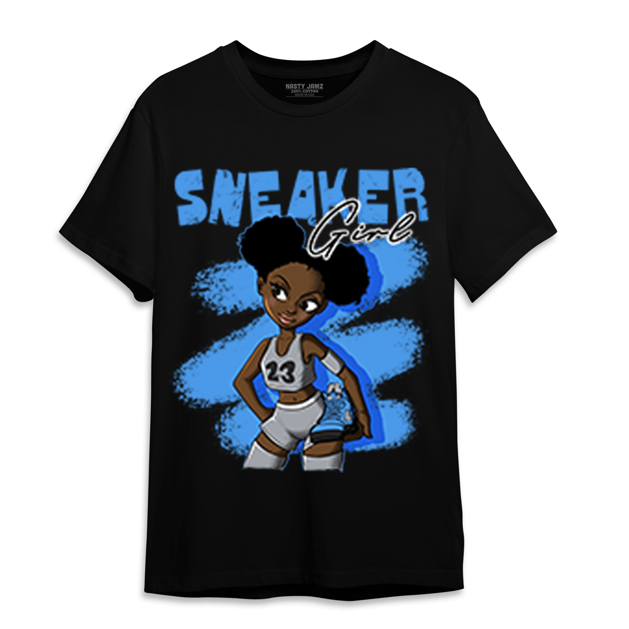 University Blue 5s T Shirt Match Black Sneaker Girl - NastyJamz