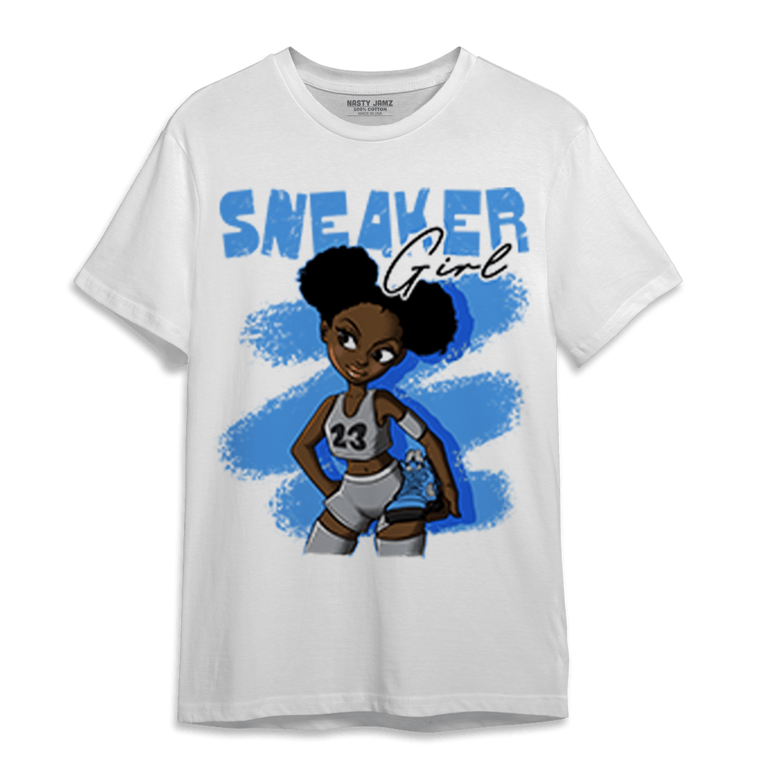University Blue 5s T Shirt Match Black Sneaker Girl - NastyJamz