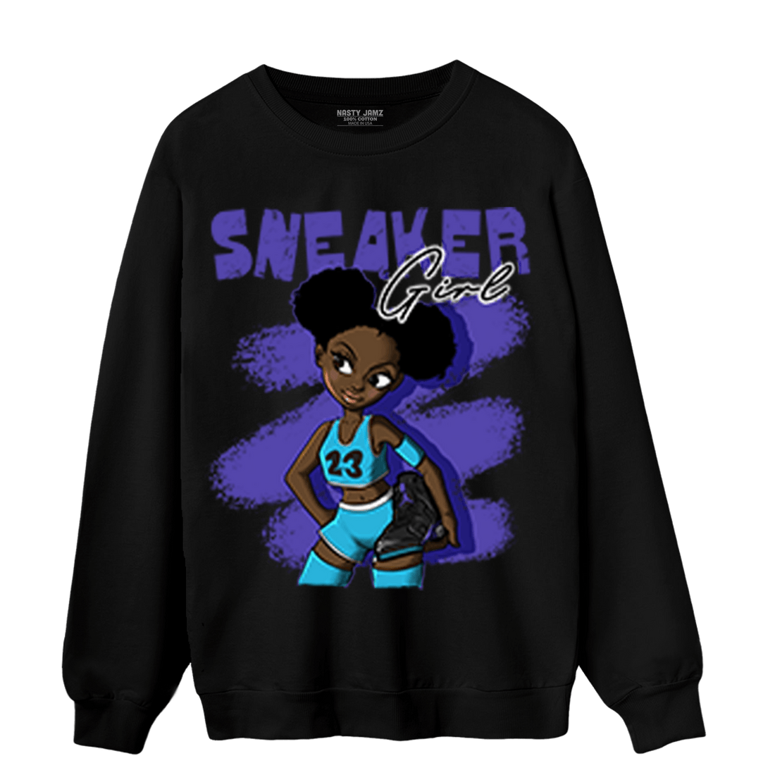 Aqua 6s Sweatshirt Match Black Sneaker Girl - NastyJamz