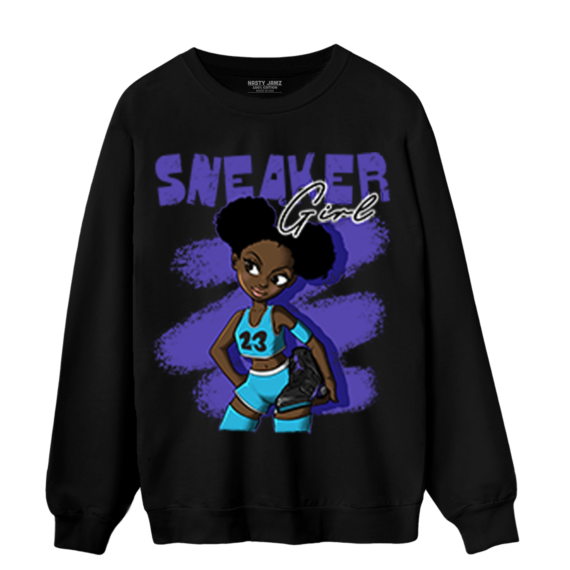 Aqua 6s Sweatshirt Match Black Sneaker Girl - NastyJamz