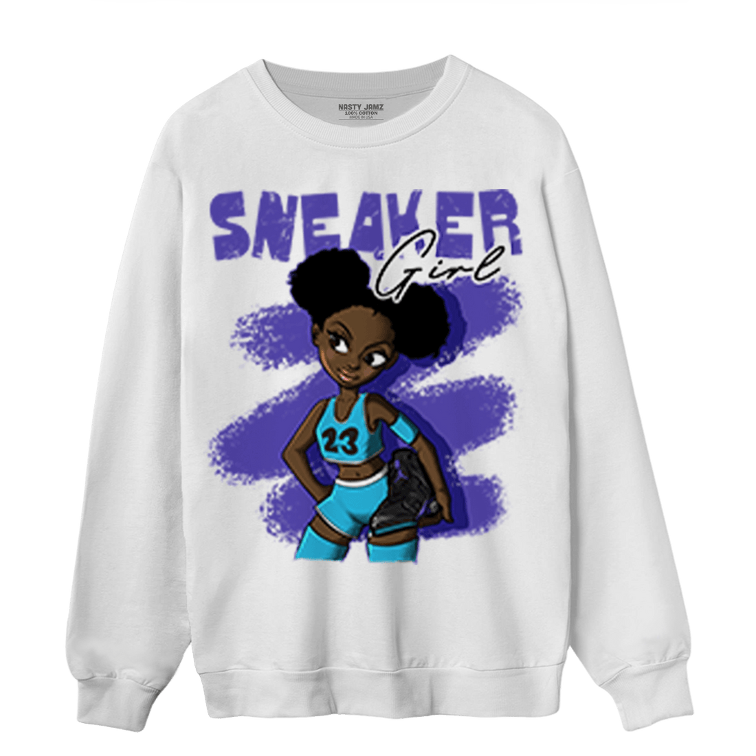 Aqua 6s Sweatshirt Match Black Sneaker Girl - NastyJamz