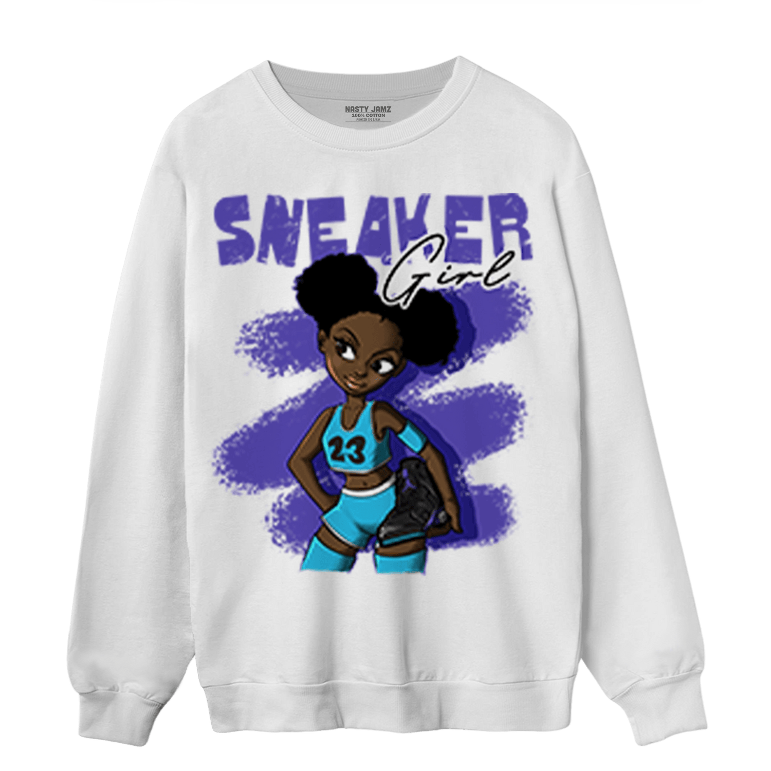 Aqua 6s Sweatshirt Match Black Sneaker Girl - NastyJamz