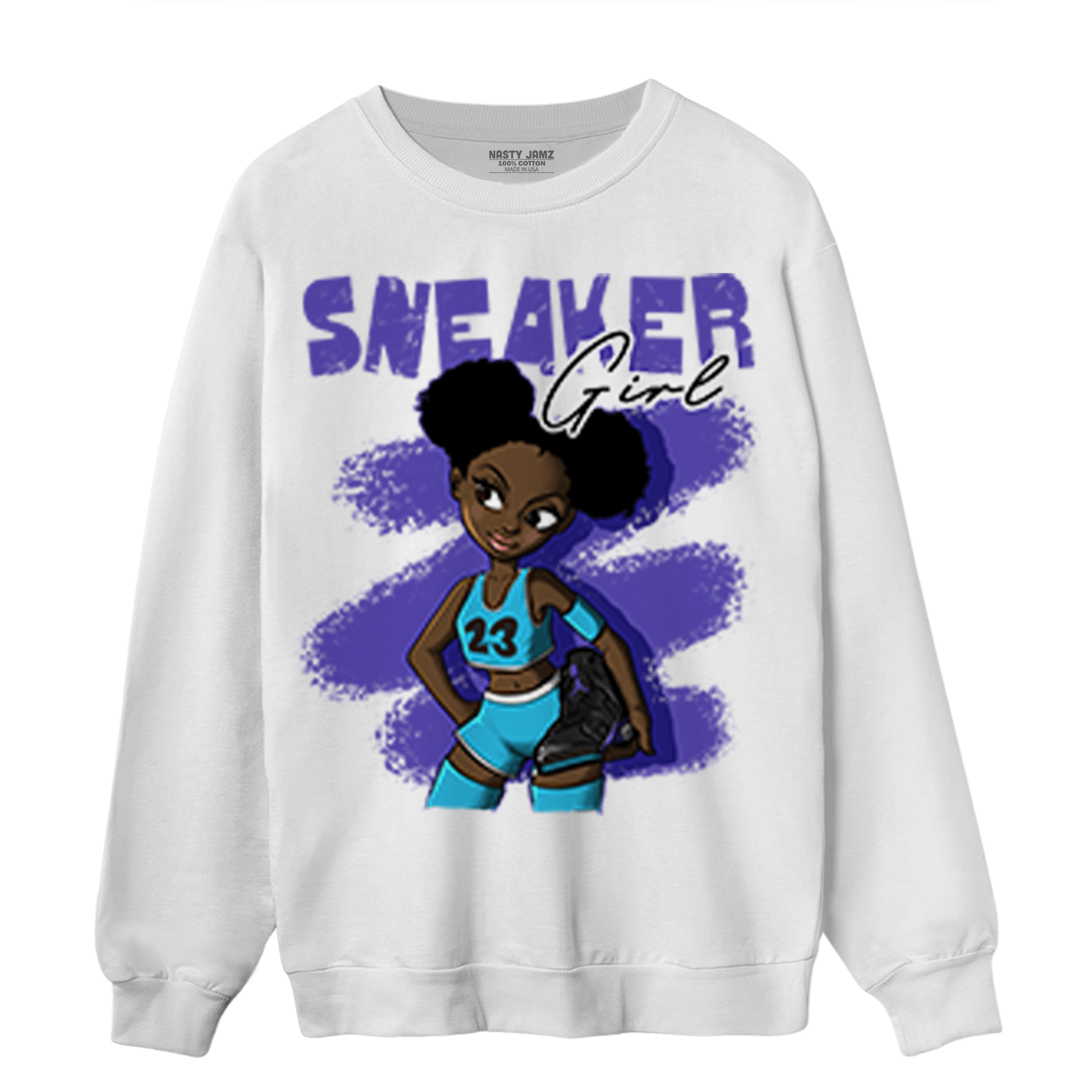 Aqua 6s Sweatshirt Match Black Sneaker Girl - NastyJamz