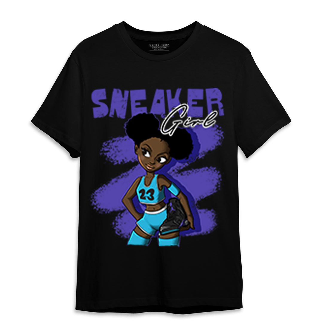 Aqua 6s T Shirt Match Black Sneaker Girl - NastyJamz