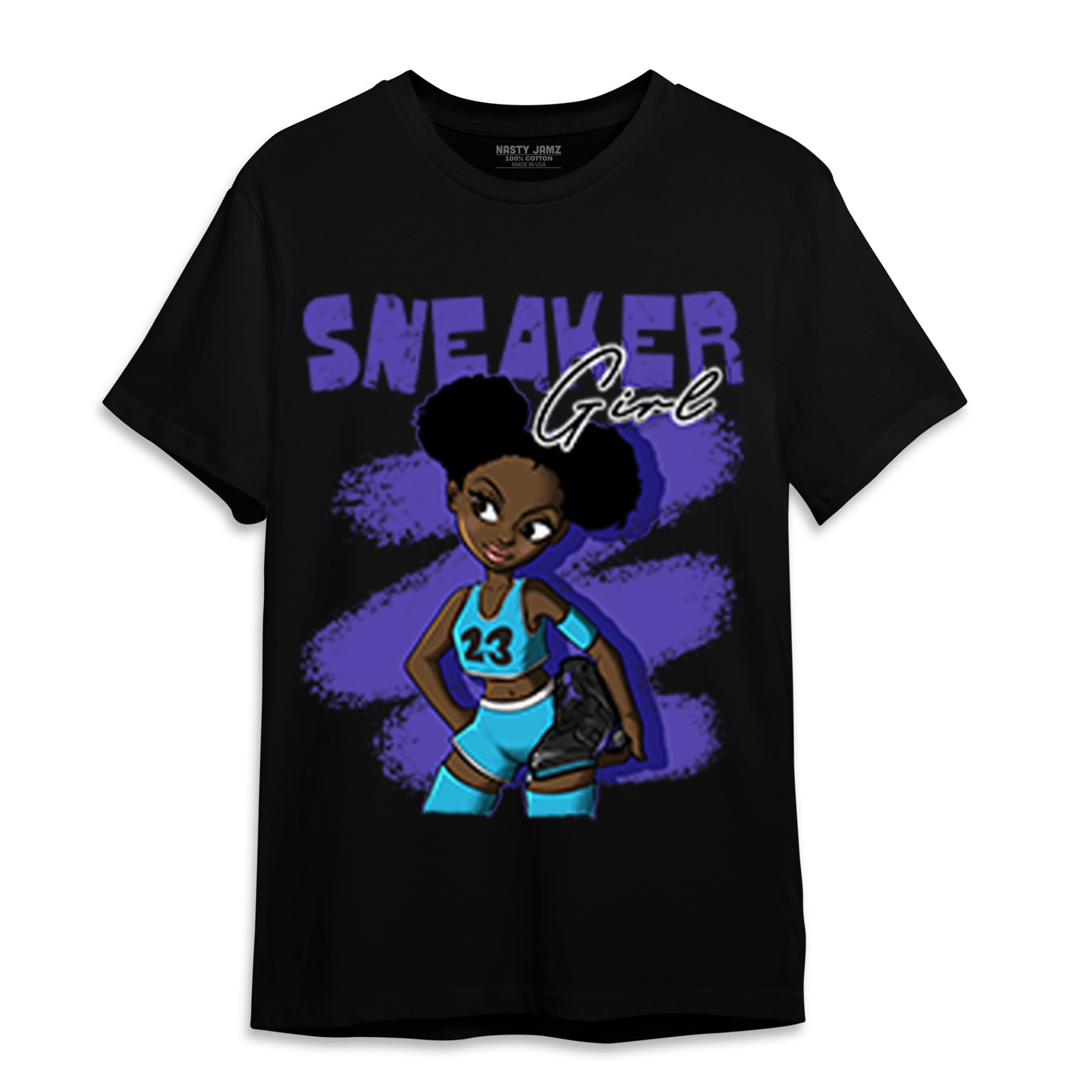Aqua 6s T Shirt Match Black Sneaker Girl - NastyJamz