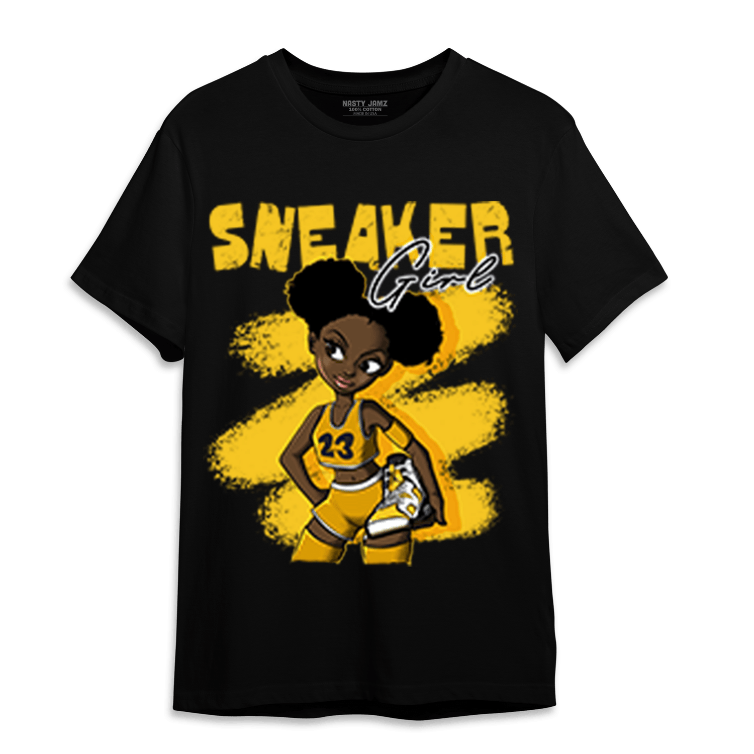 Yellow Ochre 6s T Shirt Match Black Sneaker Girl - NastyJamz