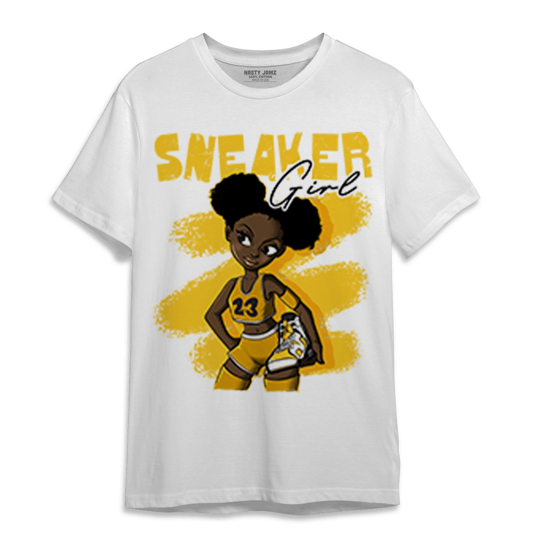 Yellow Ochre 6s T Shirt Match Black Sneaker Girl - NastyJamz