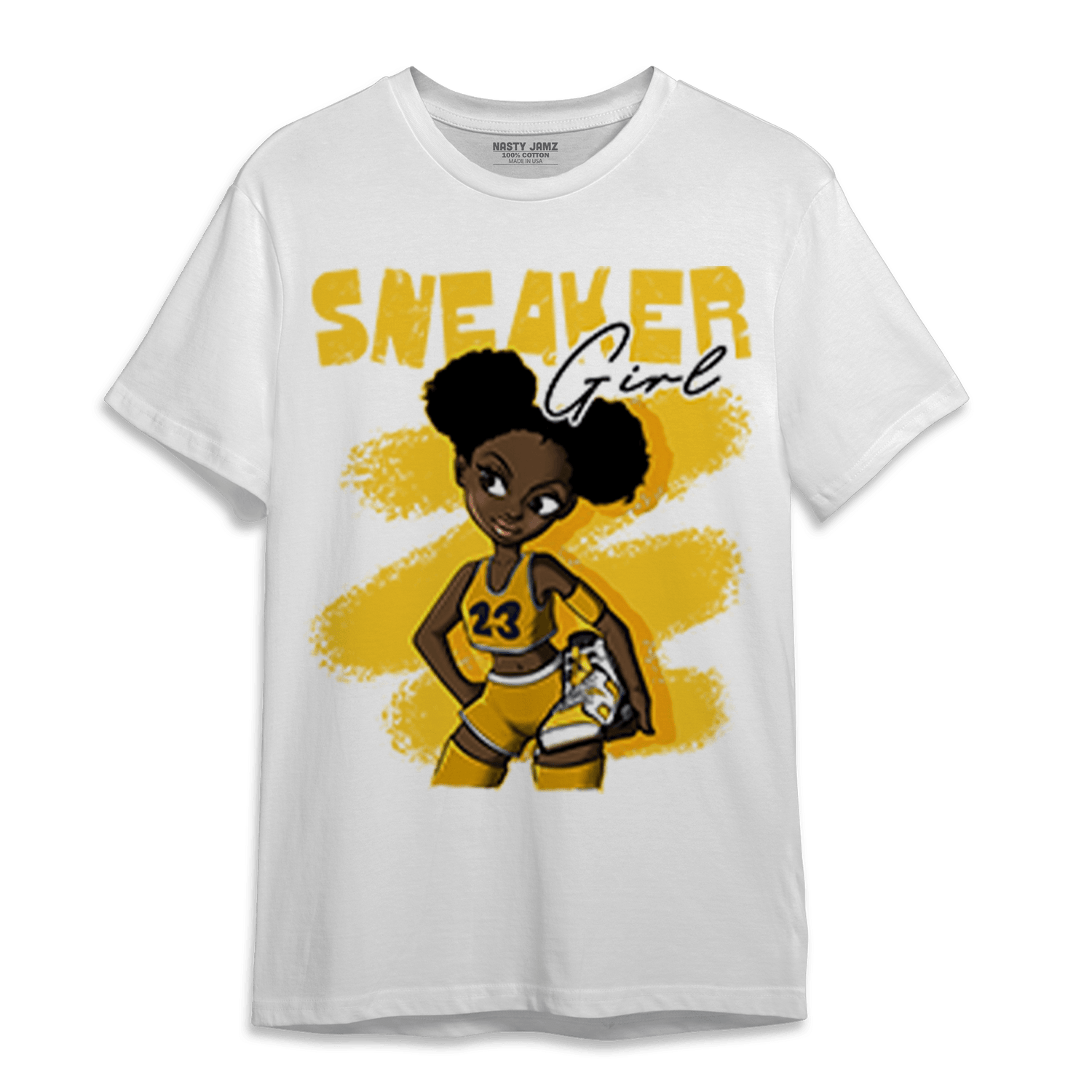 Yellow Ochre 6s T Shirt Match Black Sneaker Girl - NastyJamz