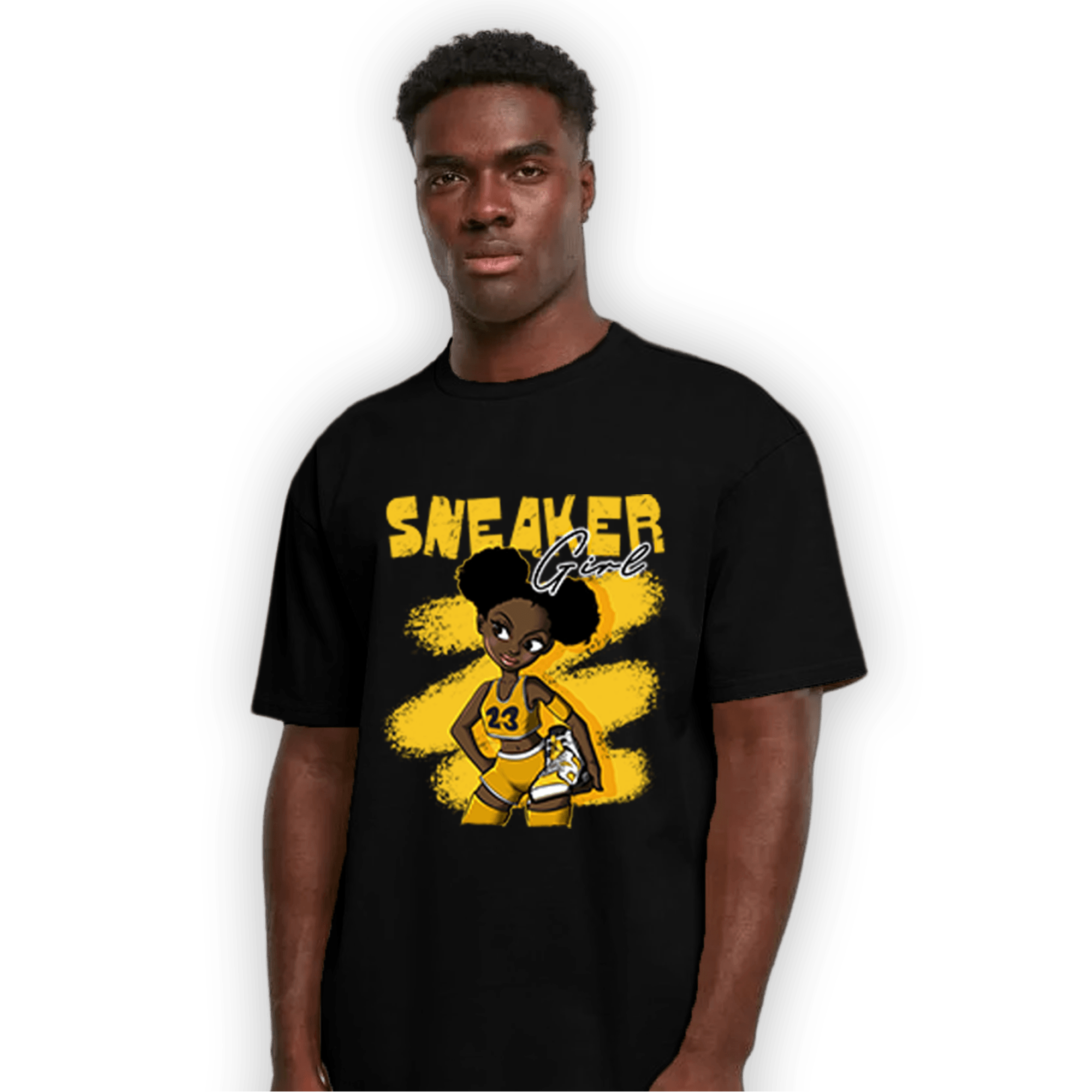 Yellow Ochre 6s T Shirt Match Black Sneaker Girl - NastyJamz