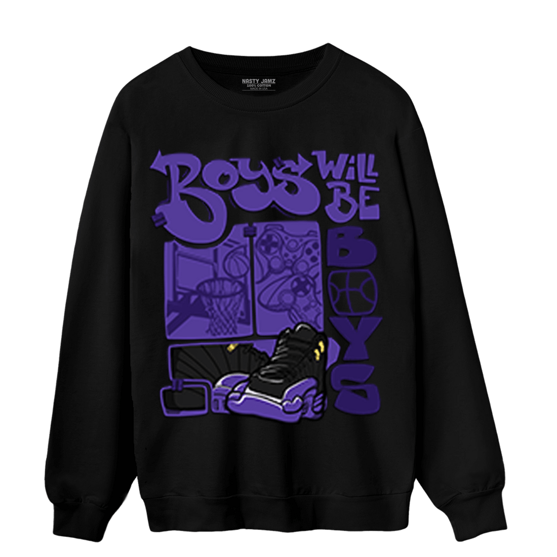 Field Purple 12s Sweatshirt Match Boys Will Be Boys - NastyJamz