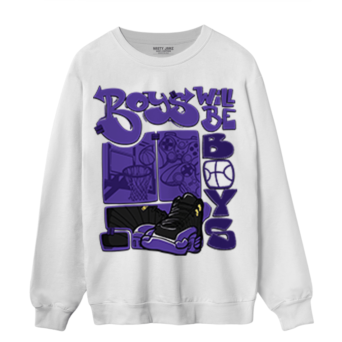 Field Purple 12s Sweatshirt Match Boys Will Be Boys - NastyJamz