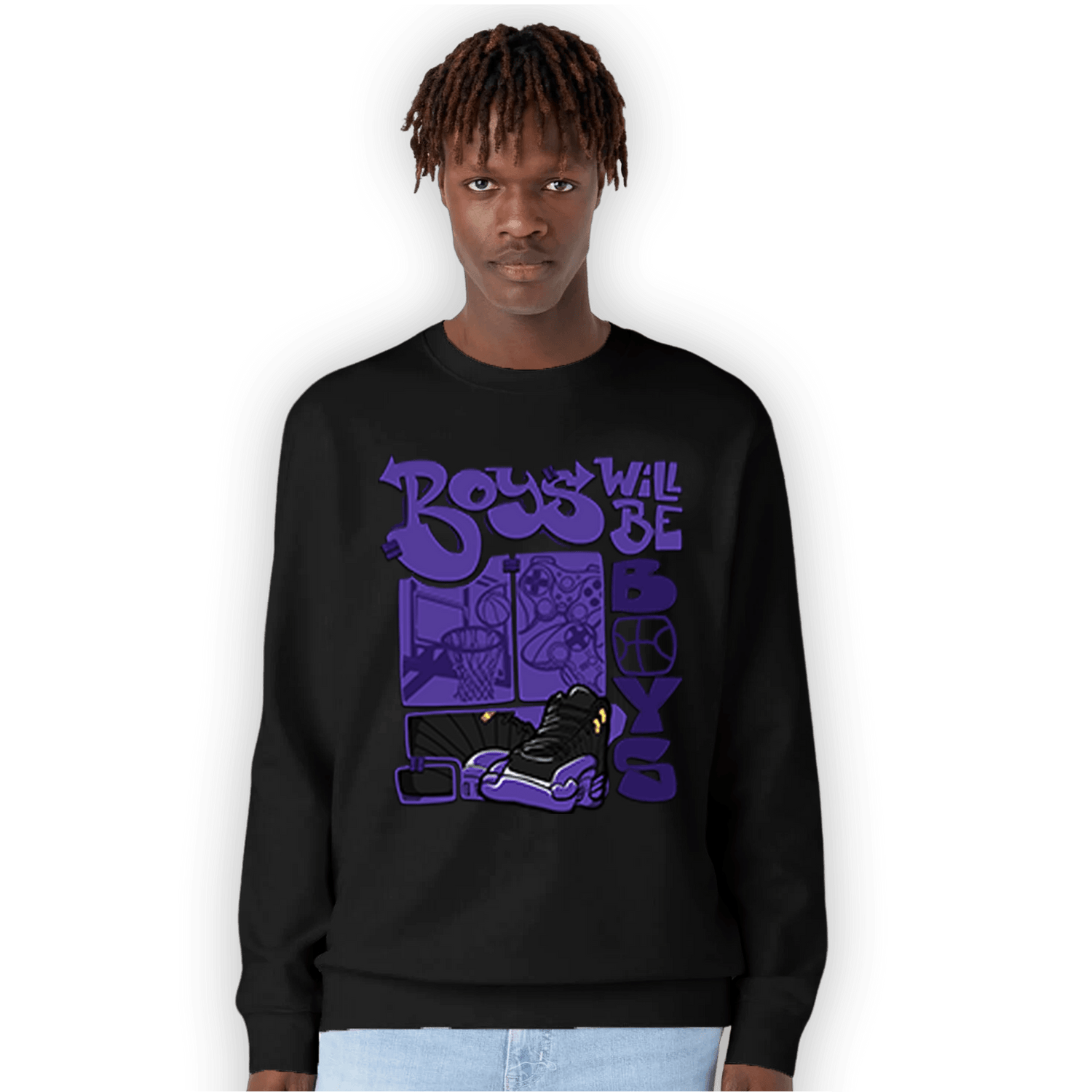 Field Purple 12s Sweatshirt Match Boys Will Be Boys - NastyJamz