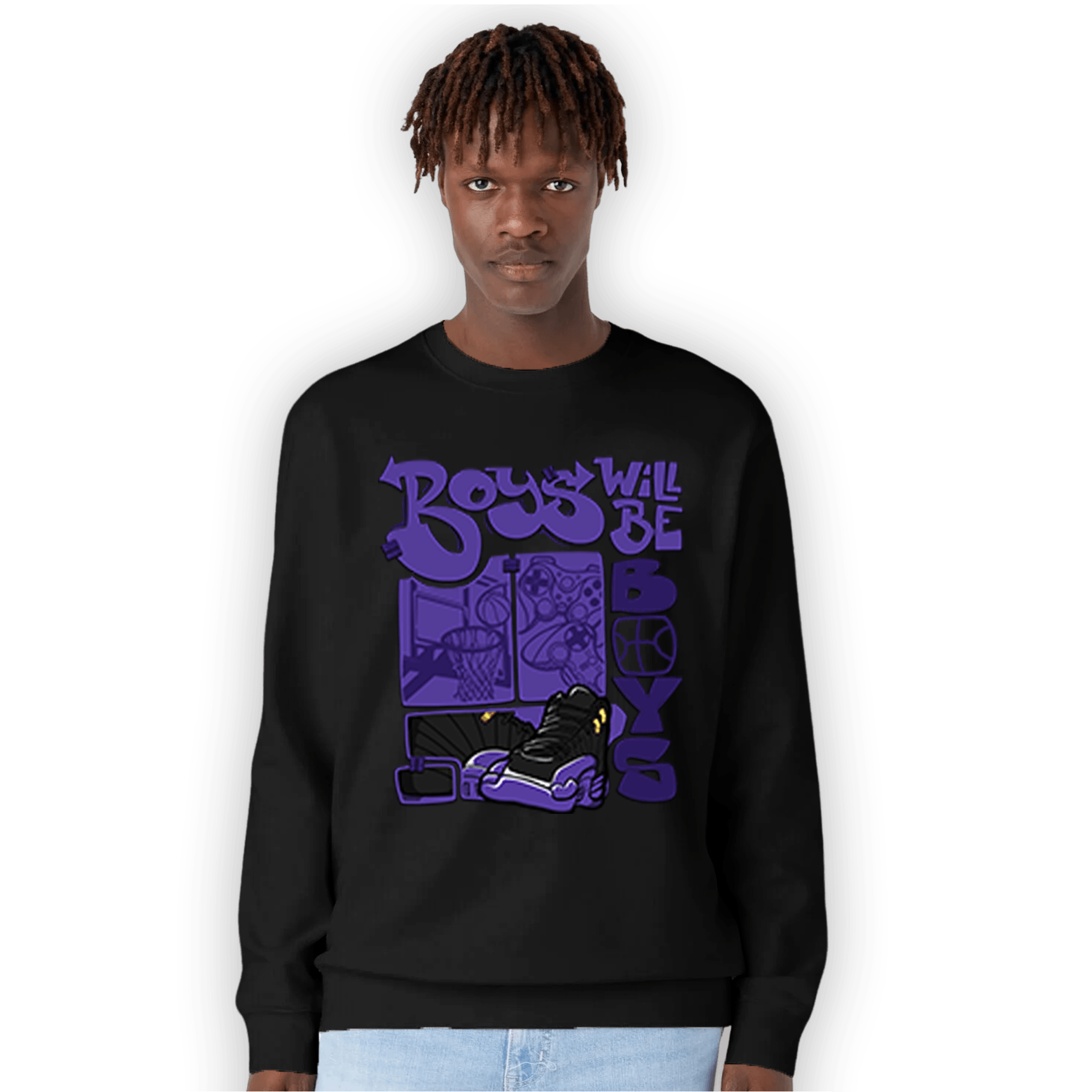 Field Purple 12s Sweatshirt Match Boys Will Be Boys - NastyJamz