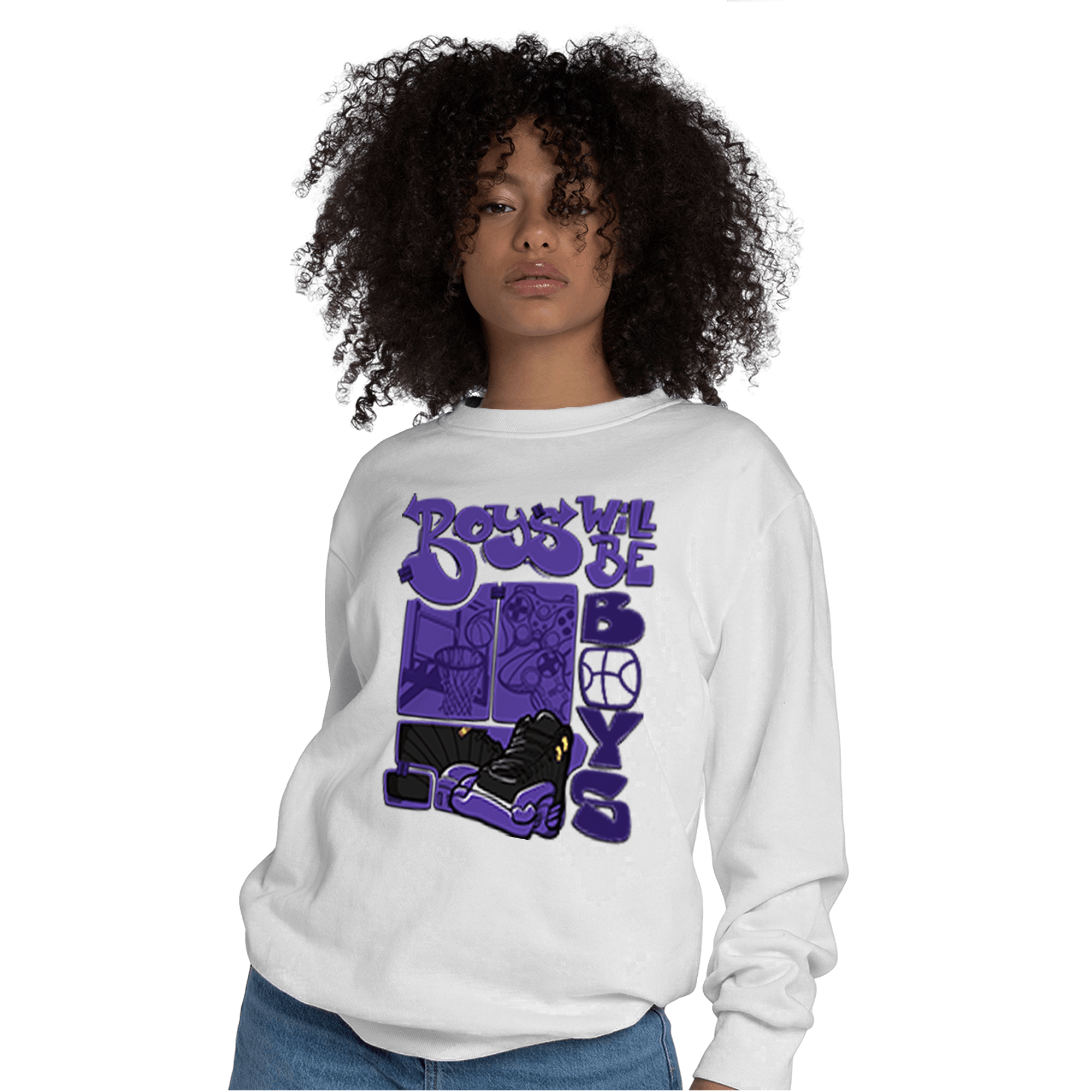 Field Purple 12s Sweatshirt Match Boys Will Be Boys - NastyJamz