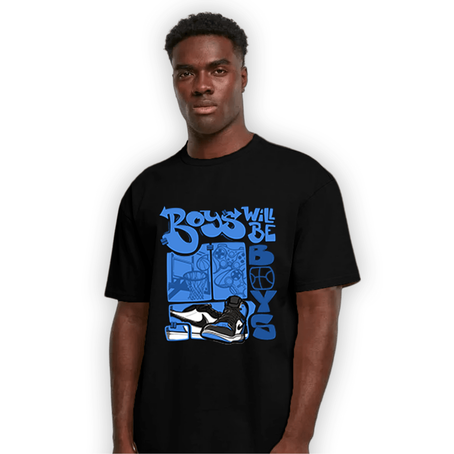 University Blue Toe 1s T Shirt Match Boys Will Be Boys - NastyJamz