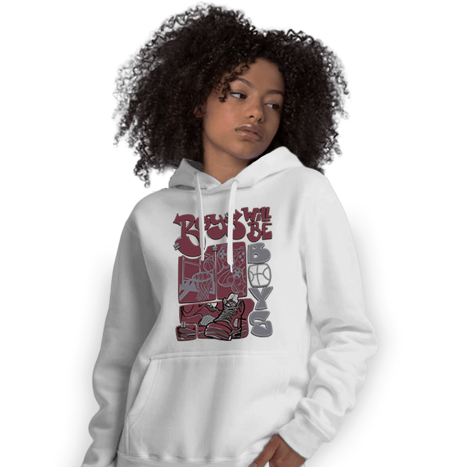 Burgundy 5s Hoodie Match Boys Will Be Boys - NastyJamz