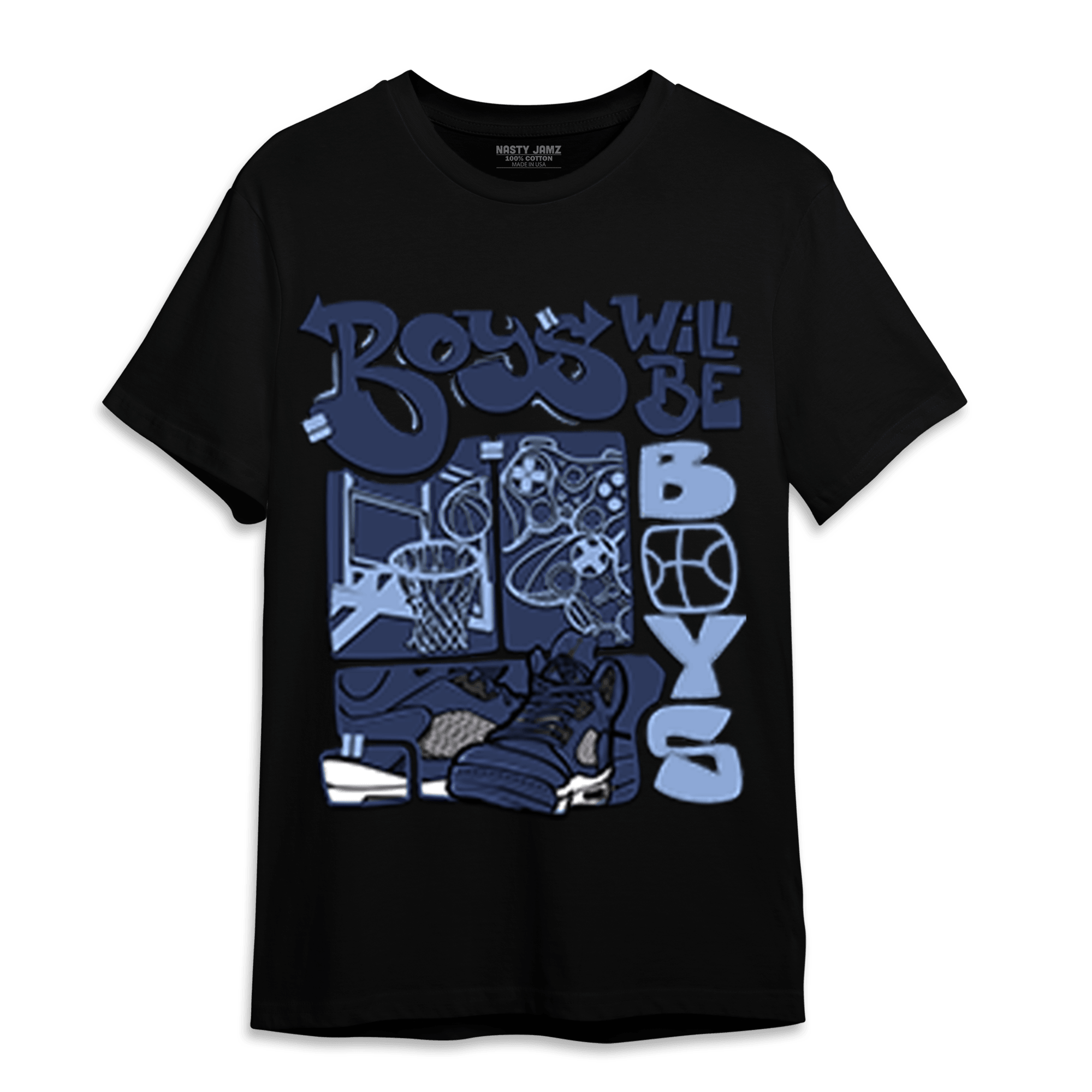 Midnight Navy 5s T Shirt Match Boys Will Be Boys - NastyJamz