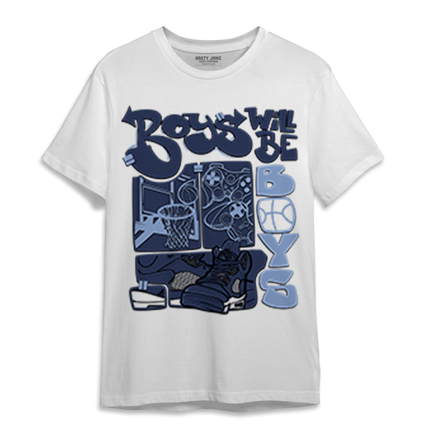 Midnight Navy 5s T Shirt Match Boys Will Be Boys - NastyJamz