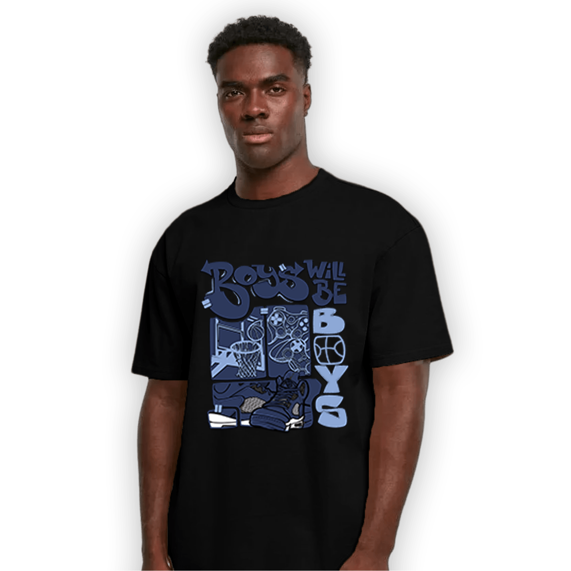 Midnight Navy 5s T Shirt Match Boys Will Be Boys - NastyJamz