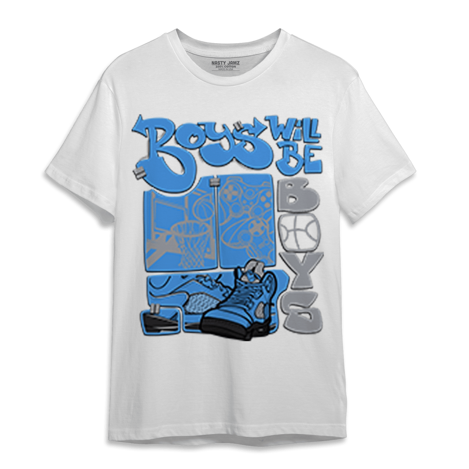 University Blue 5s T Shirt Match Boys Will Be Boys - NastyJamz