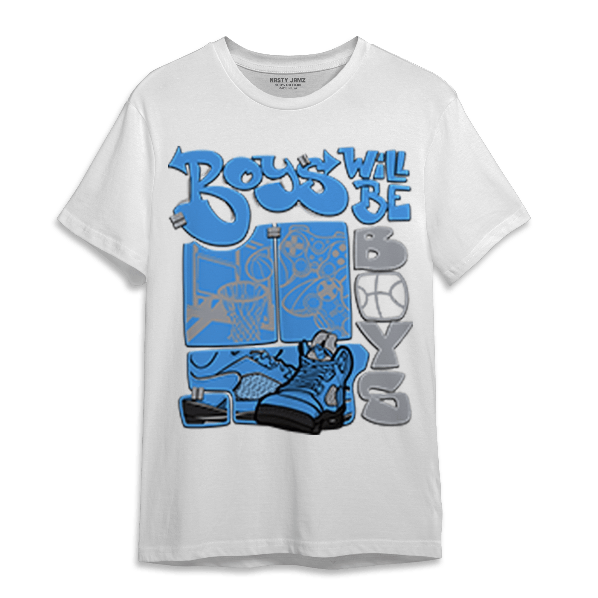 University Blue 5s T Shirt Match Boys Will Be Boys - NastyJamz