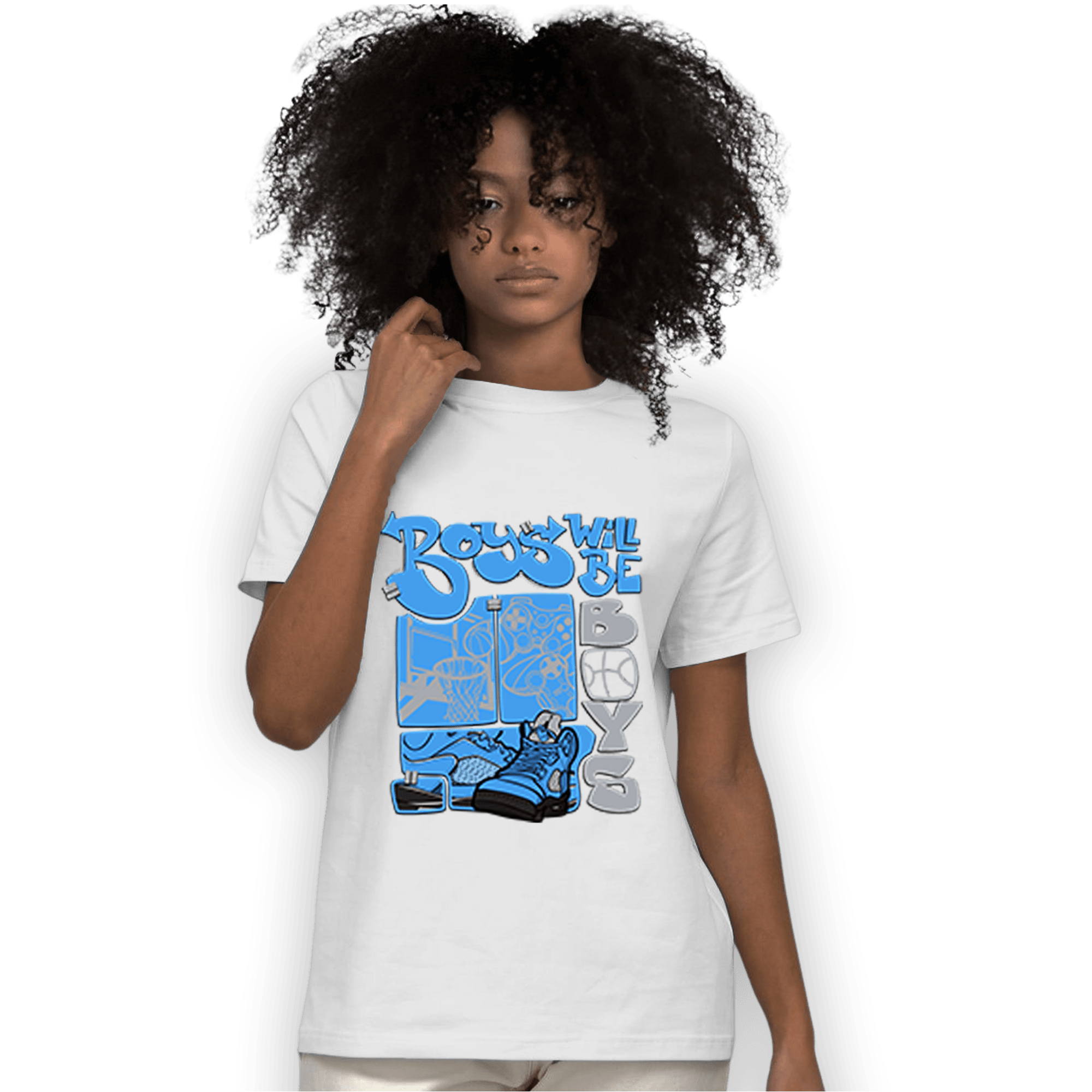 University Blue 5s T Shirt Match Boys Will Be Boys - NastyJamz