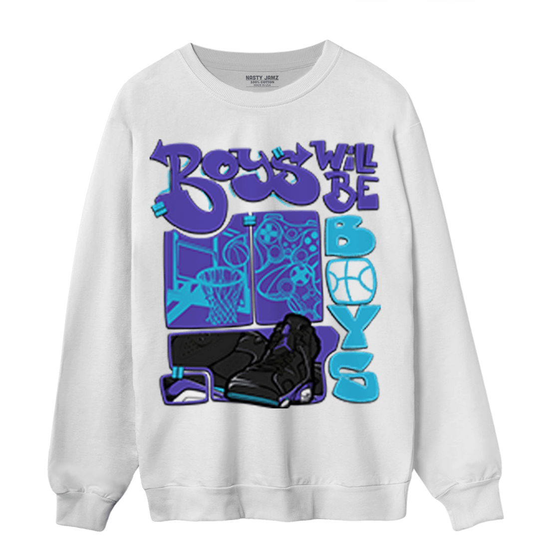 Aqua 6s Sweatshirt Match Boys Will Be Boys - NastyJamz