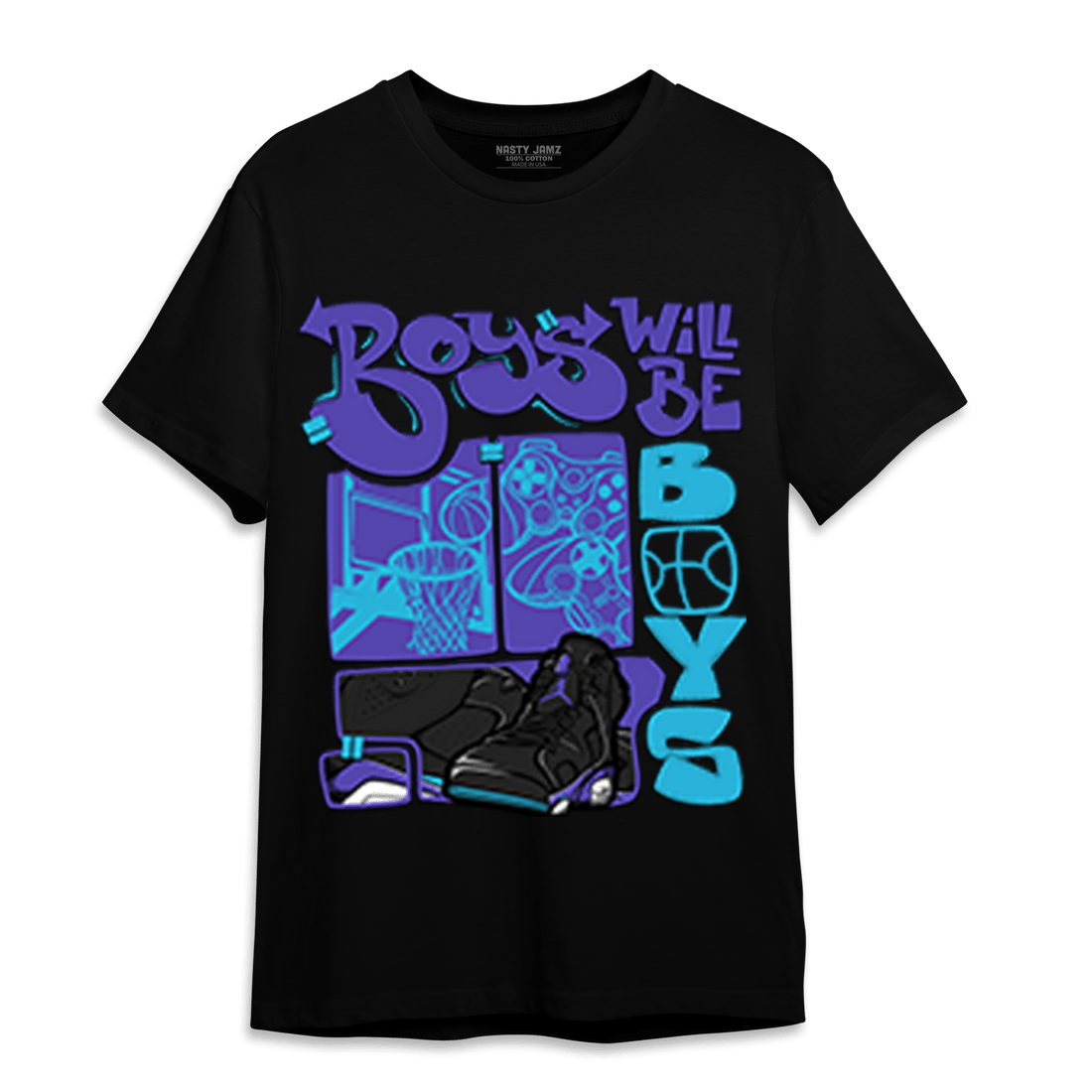 Aqua 6s T Shirt Match Boys Will Be Boys - NastyJamz