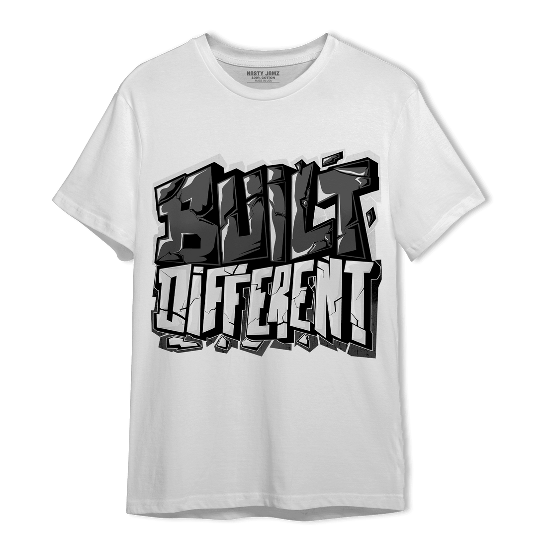 Black White 14s T Shirt Match Built Different - NastyJamz