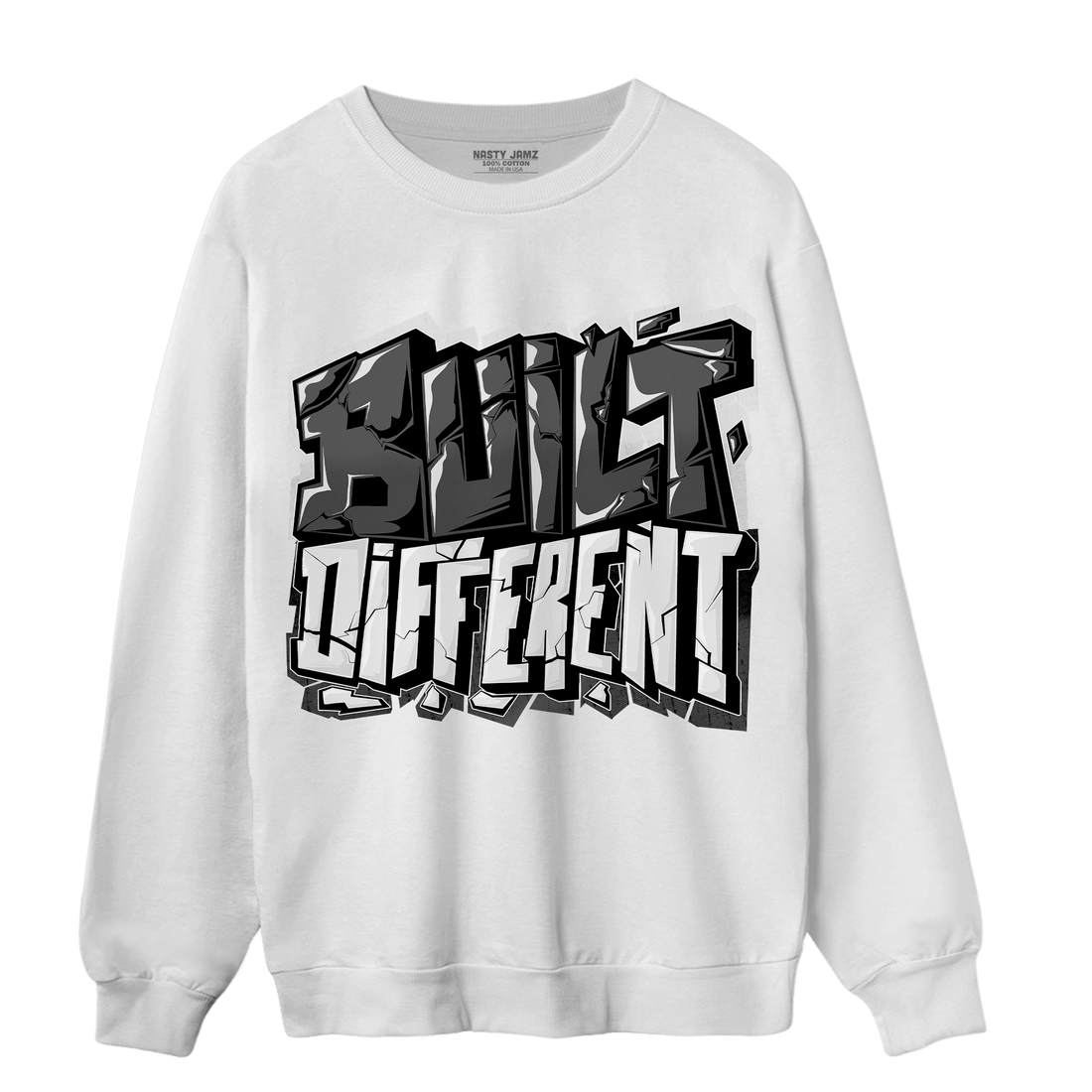 Black White 14s Sweatshirt Match Built Different - NastyJamz