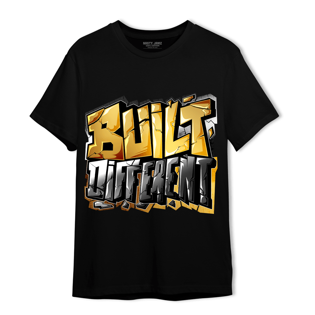 Mid SE Black Gold 1s T Shirt Match Built Different - NastyJamz
