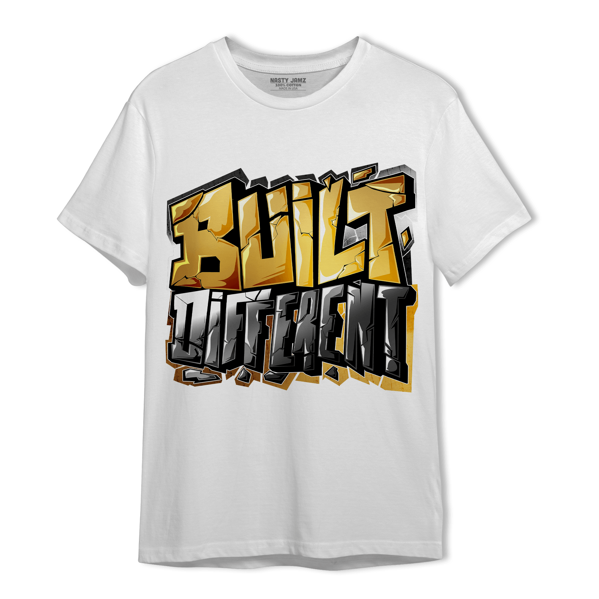 Mid SE Black Gold 1s T Shirt Match Built Different - NastyJamz