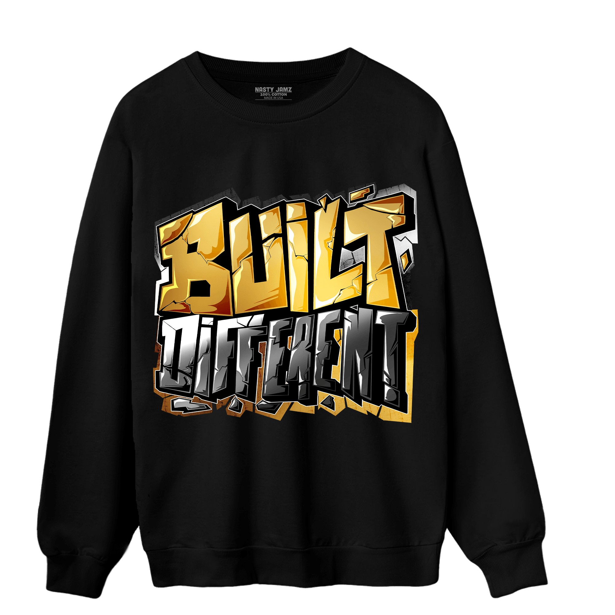 Mid SE Black Gold 1s Sweatshirt Match Built Different - NastyJamz