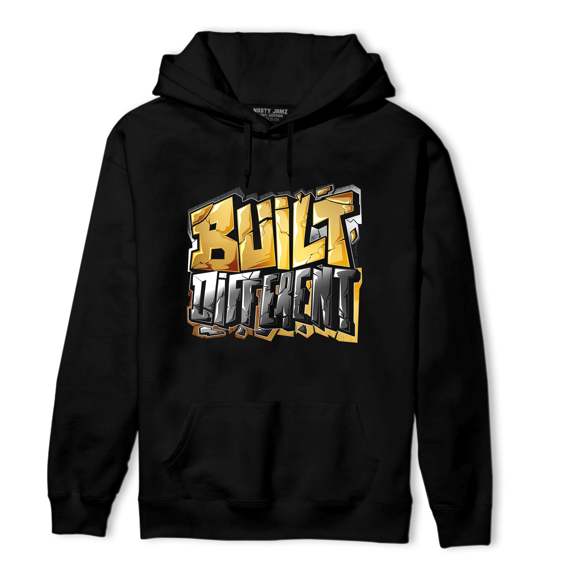 Mid SE Black Gold 1s Hoodie Match Built Different - NastyJamz