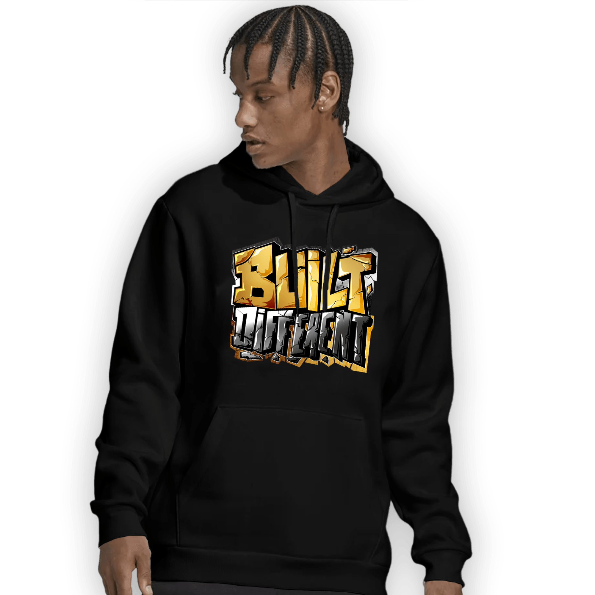 Mid SE Black Gold 1s Hoodie Match Built Different - NastyJamz