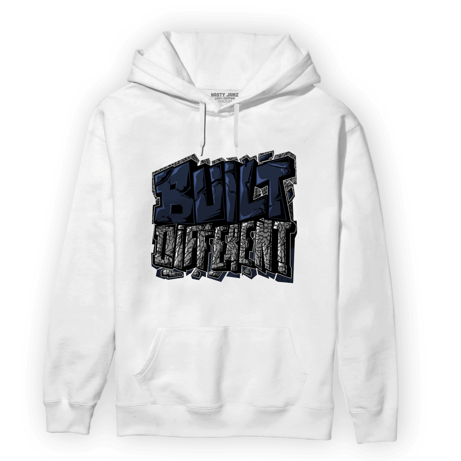 White Navy 3s Hoodie Match Built Different - NastyJamz