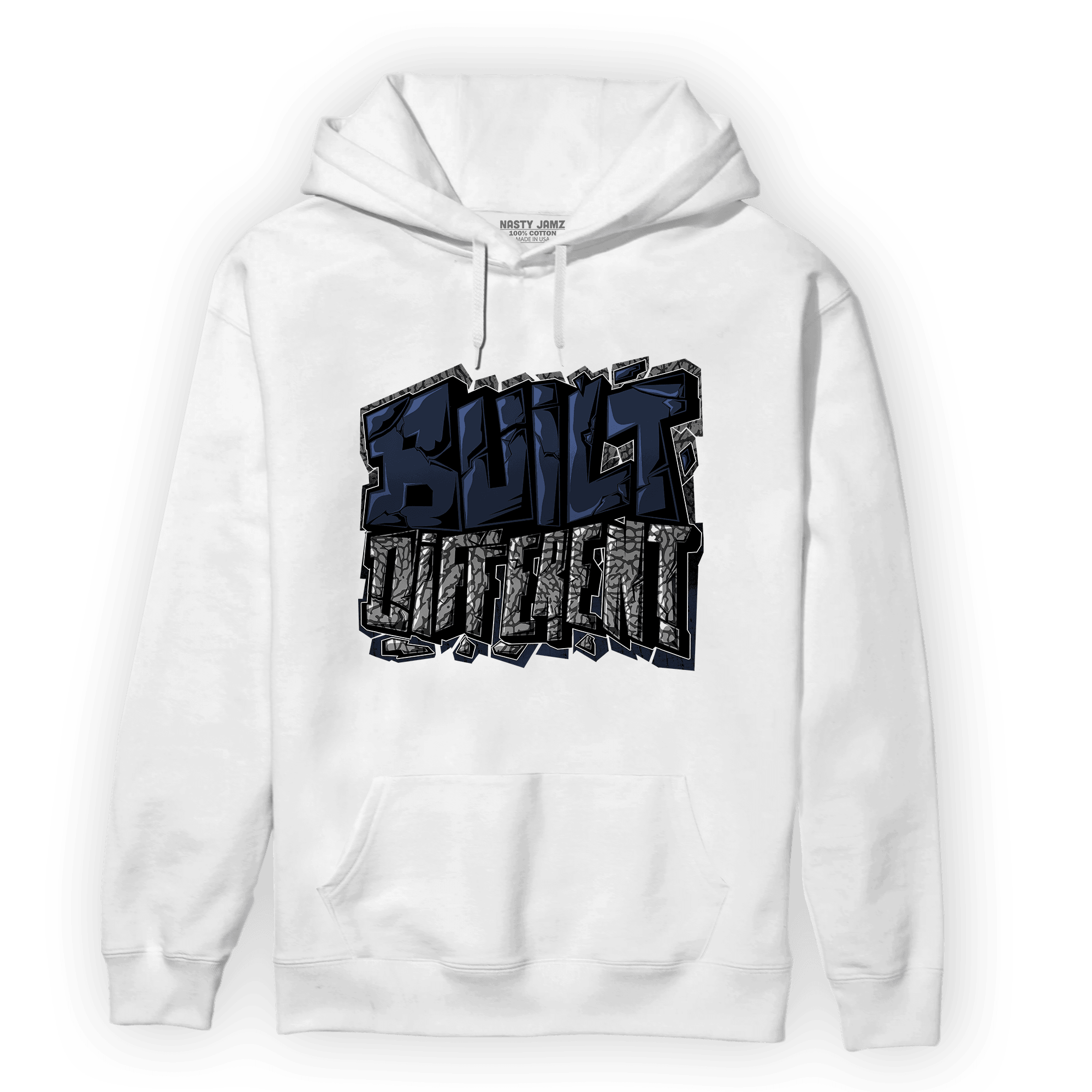 White Navy 3s Hoodie Match Built Different - NastyJamz